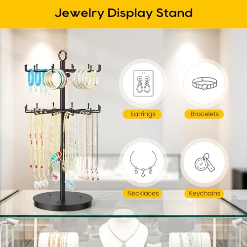 ORLESS 2 Tier Rotating Jewelry Display Stand, Keychain Display - Image 4