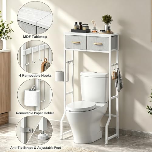 Over the Toilet Storage Shelf Short 2 Tier Over Toilet - Image 4