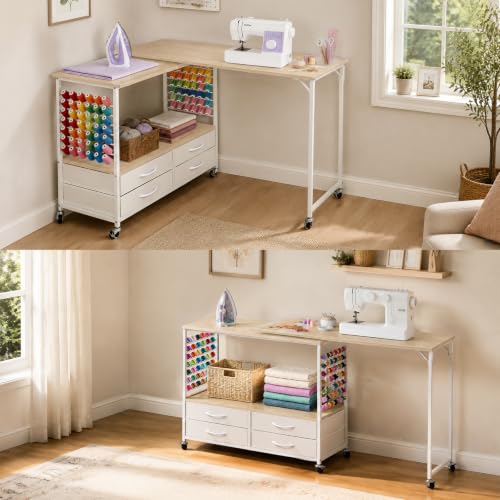 Sewing Table with Storage, 46.5‘’ Folding Sewing Machine - Image 7