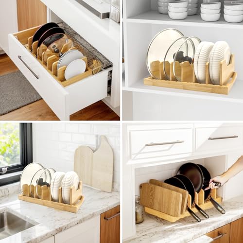 Bamboo Pot Lid Organizer for Cabinet & Kitchen Counter, Pan Lid - Image 3