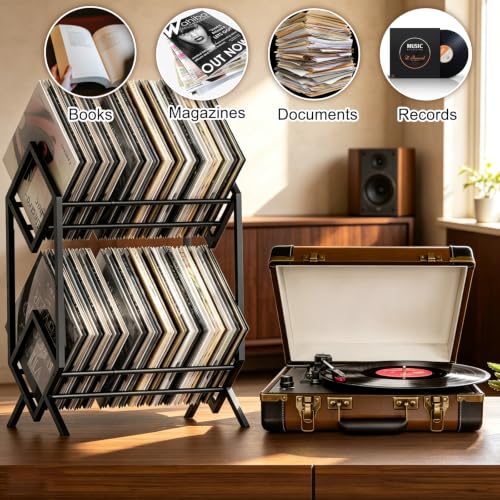 2-Tier Vinyl Record Storage Holder,Vinyl Record Stand for Book - Image 4