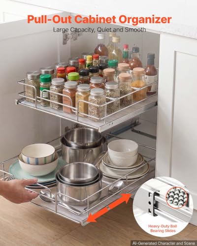 VEVOR 2 Tier Pull Out Cabinet Organizer 20" W x 21.22" D - Image 5