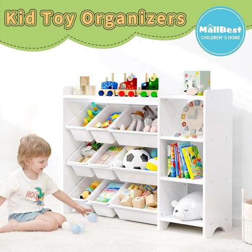 Kids Toy Storage Organizer with Bins, Solid Pine Wood - Image 4