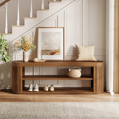 Tribesigns 47.2" Wooden Entryway Bench with 2-Tier Shoe - Image 6