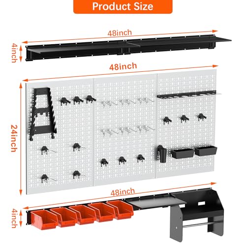 TORACK Pegboard Wall Organizer Kit 48x24 in, Garage Metal - Image 4