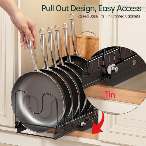 Pull Out Pots and Pans Organizer Under Cabinet, 1 Pack 8 Dividers - Image 4