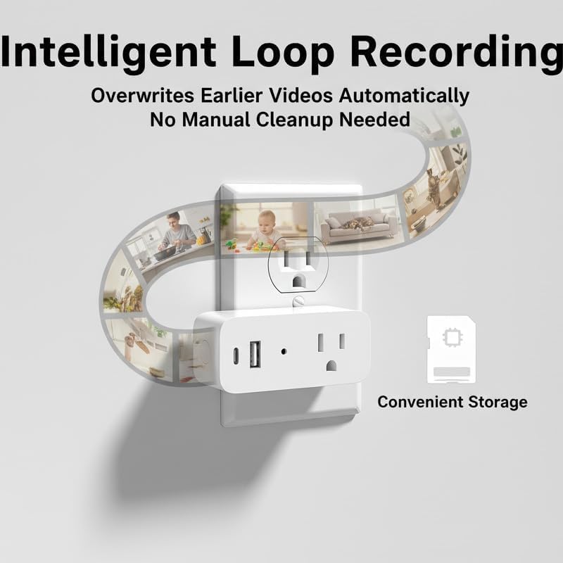ULar 1080P WiFi Wall Outlet Camera with 32 GB Card Local Storage - Image 5