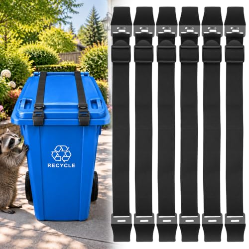 VZZNN 6 Pack Metal Trash Can Lid Locks, Adjustable Strap Garbage - Image 2