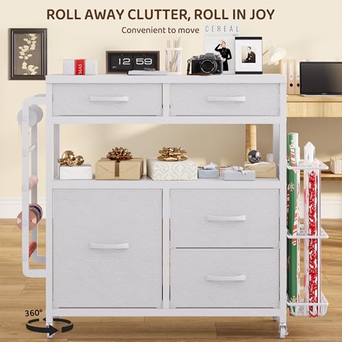 LIVEHOM Wrapping Paper Storage, Rolling Gift Wrap Station - Image 4