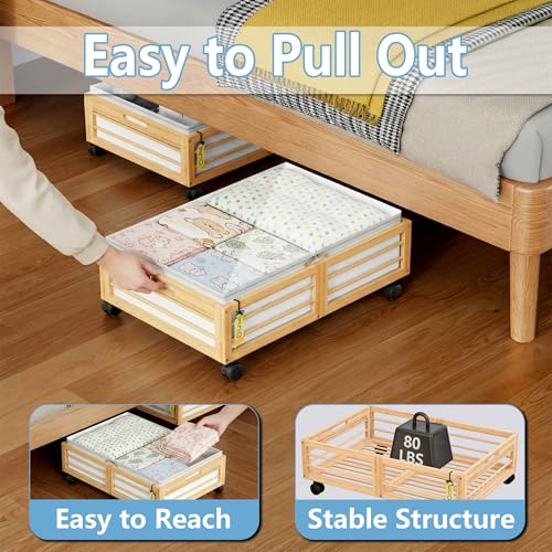 Under Bed Storage Containers with Wheels, Larger Bamboo - Image 6