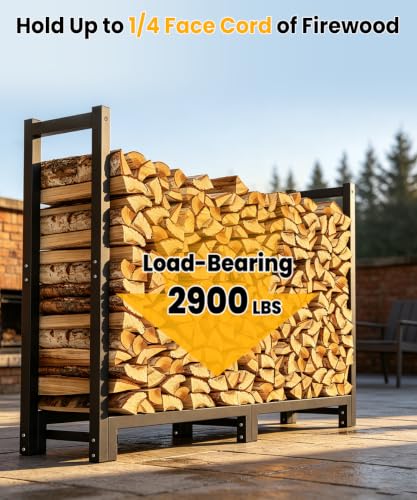 4FT Firewood Rack Outdoor Indoor, Upgraded Heavy Duty Fire - Image 5