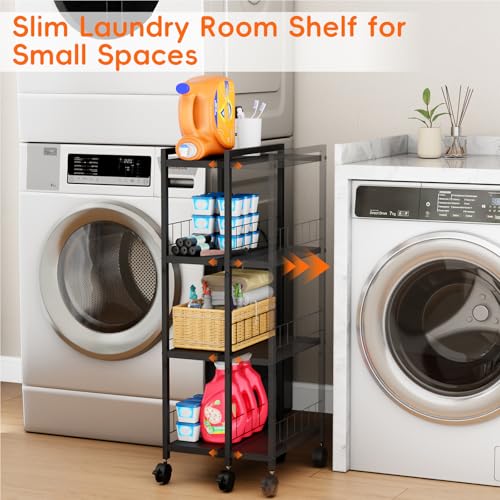 Expandable Slim Storage Cart with Wheels, 4 Tier Narrow Metal - Image 5