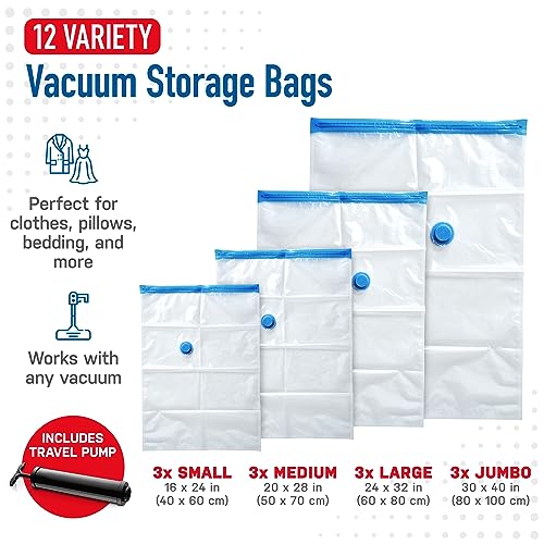 Spacesaver Vacuum Storage Bags with Hand Pump, Variety, 12 Pack - Image 4
