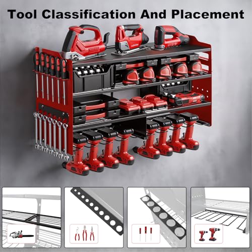 oviitech Large Power Tool Organizer Wall Mount Red - Image 5