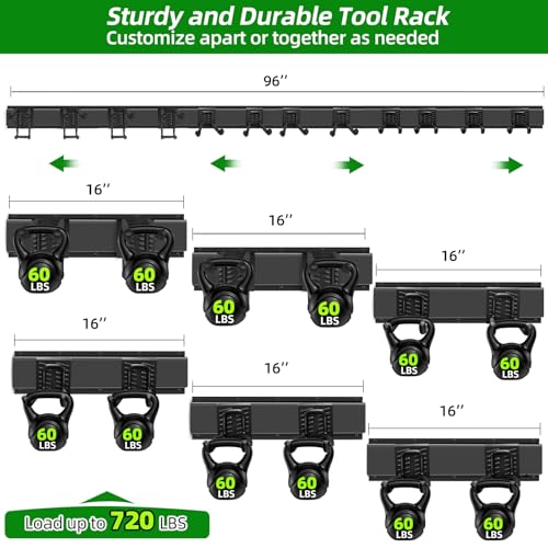 Garage Wall Organizer, 96 in Garden Tool Organizer with 12 - Image 3