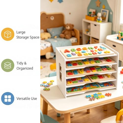 5 Tier Puzzle Organizer Rack, Space Saving Tabletop - Image 5