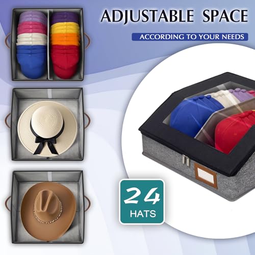 2 Pack Large Stackable Hat Storage Box Baseball Cap - Image 5