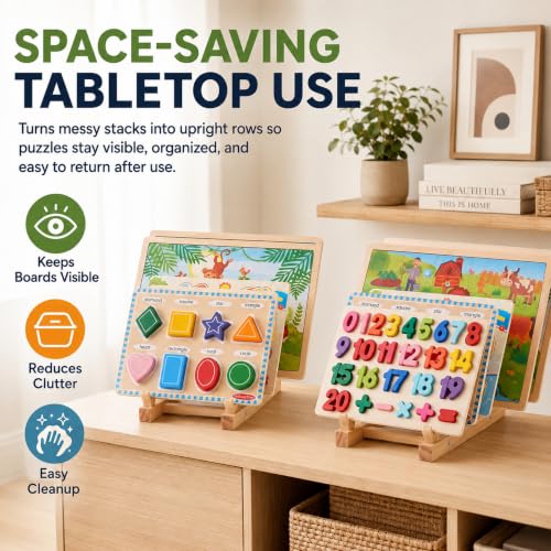 2 Pack Wooden Puzzle Rack with a 60° Tilt & 5 Slot Angled - Image 7