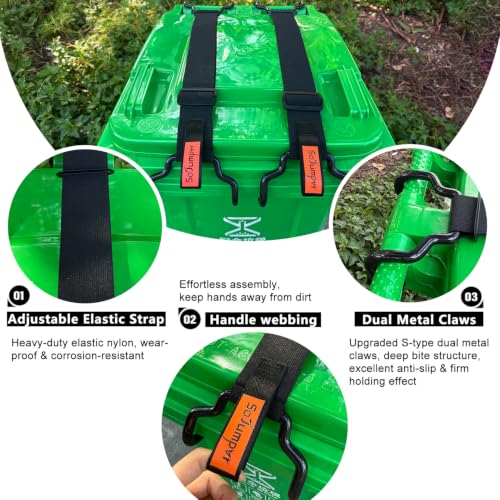 Trash Can Lid Lock Strap with Handle for Animals Proof & - Image 5