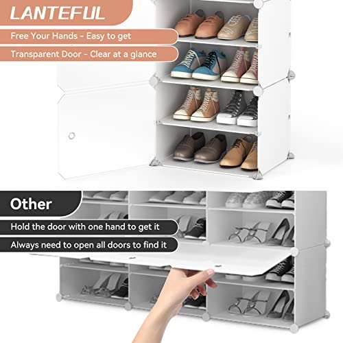 LANTEFUL 10 Tier Shoe Storage Cabinet with Door, Portable Narrow - Image 6