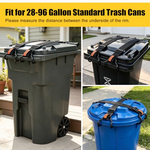 Trash Can Lid Lock Strap with Handle for Animals Proof & - Image 4