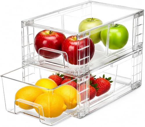 2 Pack Stackable Storage Drawers,Plastic Organizers Bins - Image 2