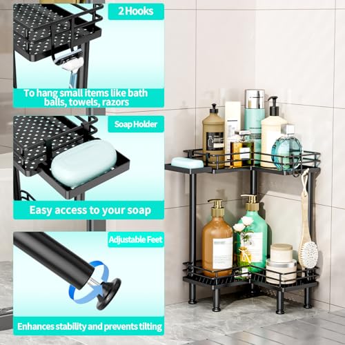 HapiRm Corner Shower Caddy Standing - 2 Tier Shower Organizer - Image 3
