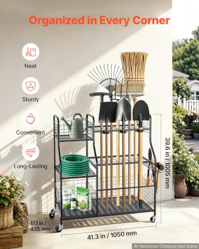 VEVOR Garden Tool Organizer with Wheels, Large Metal | Garage Storage - Image 4