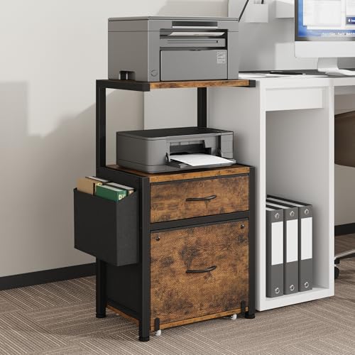 File Cabinet with 2 Fabric Drawers and Printer Stand - Image 2