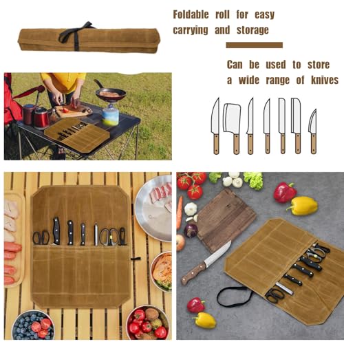 2-Pack Canvas Chef Knife Roll Bag | Portable Camping Utensil Bag - Image 7