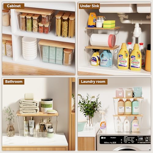 2 Set Pantry Organizers and Storage with Bamboo Lids - Image 7