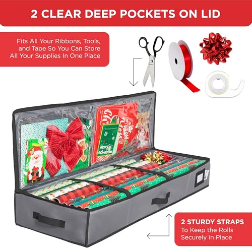 HOLDN’ STORAGE Premium Wrapping Paper Storage Container, Grey - Image 5
