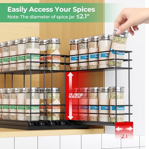 Mystozer Pull Out Spice Rack Organizer for Cabinet, Slide - Image 7