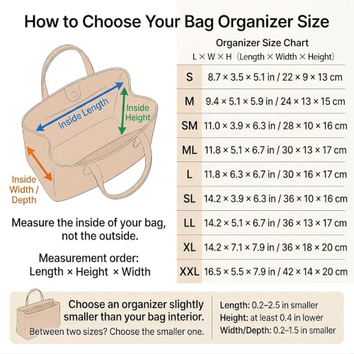 Felt Purse Organizer Insert, Lightweight Multi Pocket Shape - Image 3