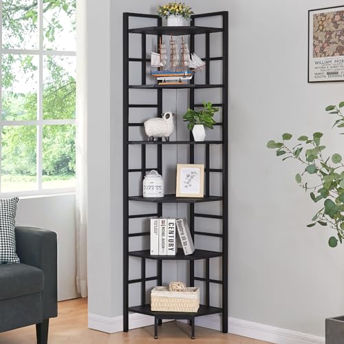 HOMISSUE Corner Shelf, 6 Tier Tall Narrow Bookshelf 76.9" - Image 2