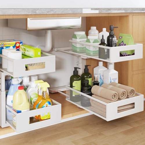 Under Sink Organizer, 2-Tier Dual Pull Out Cabinet Organizer - Image 2