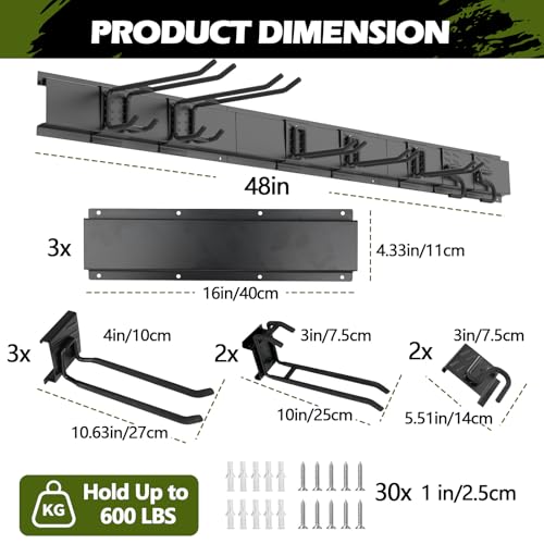 Garden Tools Organizer Garage Storage Wall Mount,48 Inches - Image 3