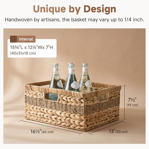 StorageWorks Jumbo Rectangular Wicker Basket, Water Hyacinth - Image 4
