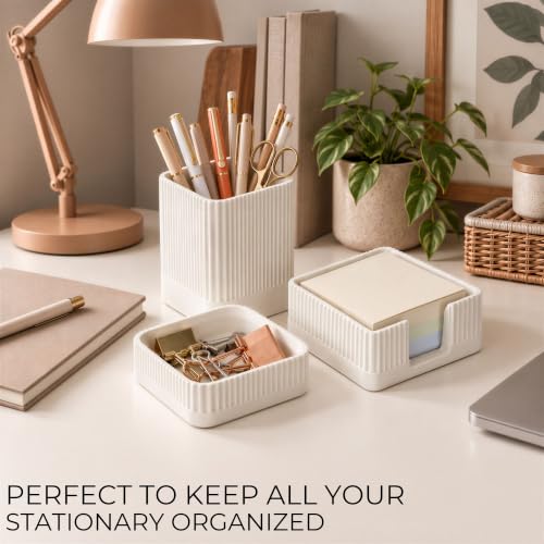 Aesthetic Desk Organizer Set of 3 - Sturdy Concrete Office - Image 5