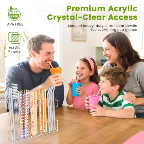 Mpotmiy 9.5" Large Acrylic Straw Holder for Cabinet Door, Straw - Image 3
