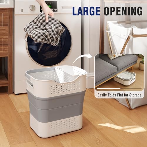 TECHMILLY Collapsible Plastic Laundry Basket Hamper - Image 5