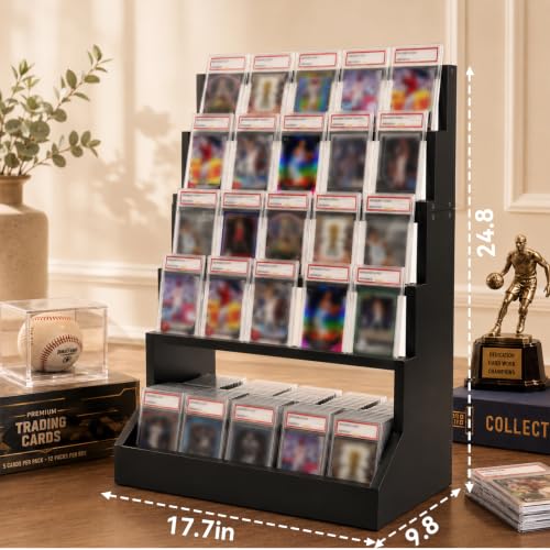 Trading Card Display,4-Tier Card Display Case with 5-Row Storage - Image 4