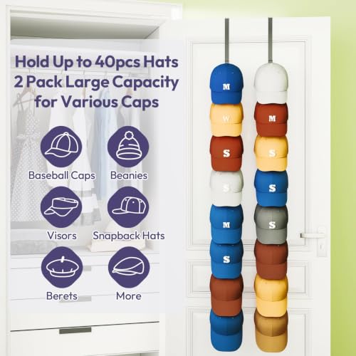 Over Door Hat Organizer - 2 Packs Metal Wall Mounted Hat - Image 4