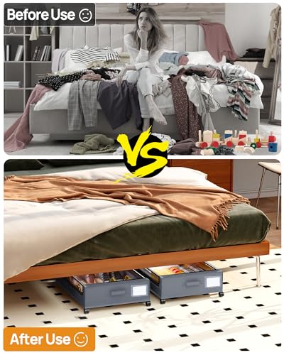 Under Bed Storage with Wheels, Square Under Bed Storage - Image 4