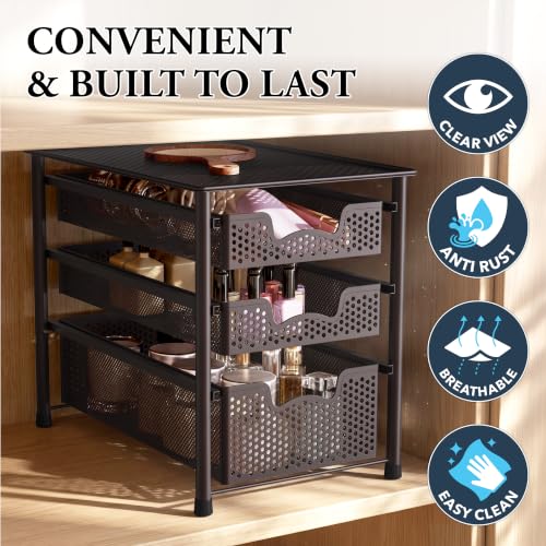 Simple Houseware Stackable 3 Tier Sliding Basket Organizer - Image 6