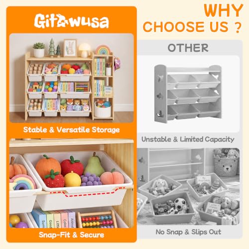 Kids Toy Storage Organizer, Wooden Shelf with 3 Tiers - Image 7