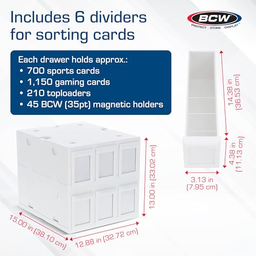 BCW 6-Drawer Card Catalog, White - Image 3
