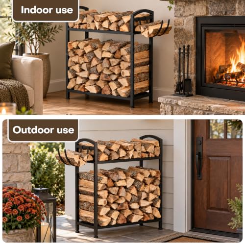 Homde Sturdy Firewood Rack Indoor: 23.8" Metal Fire Wood - Image 7