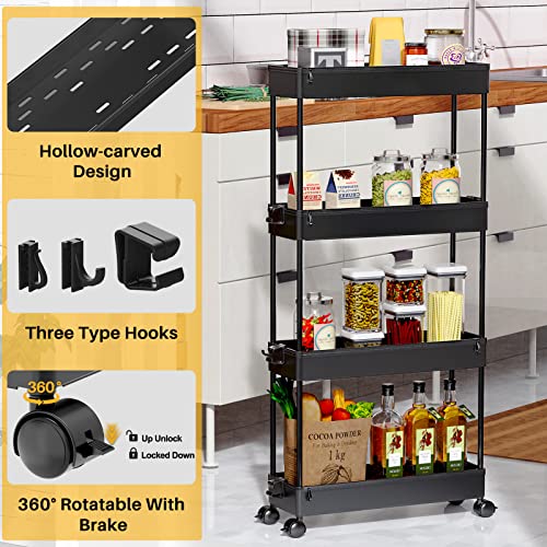 SPACEKEEPER Slim Rolling Storage Cart, 4 Tier Bathro | All Products - Image 4