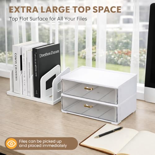LALOBLUE Acrylic Desk Organizer with Drawer and Vertical File - Image 7